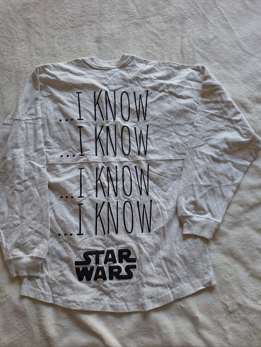 NWT Disney Star Wars Han Solo I Know Heart Spirit Jersey Size S Heather Gray